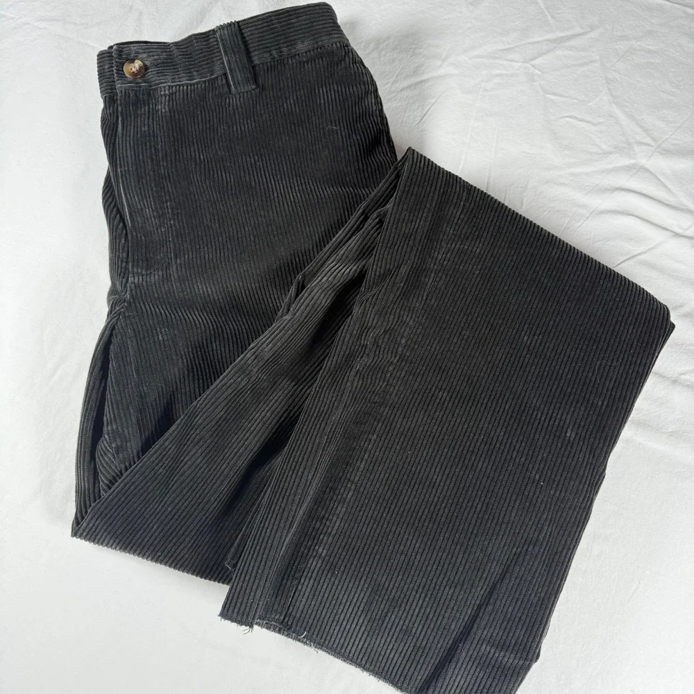 L.L. Bean Corduroy Pants Black Stretch Comfort Waist Men's Size 34X38 Unhemmed